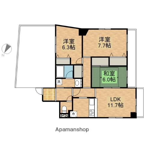 龍生堂橋本ビル(3LDK/6階)の間取り写真