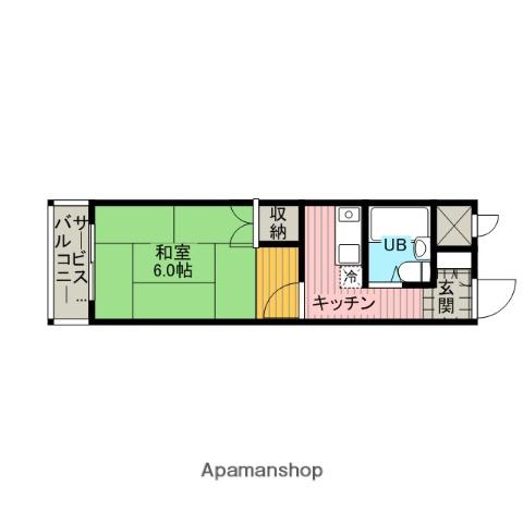 ベルハイツ大谷(1K/4階)の間取り写真
