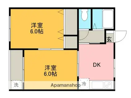 江上マンション(2DK/2階)の間取り写真