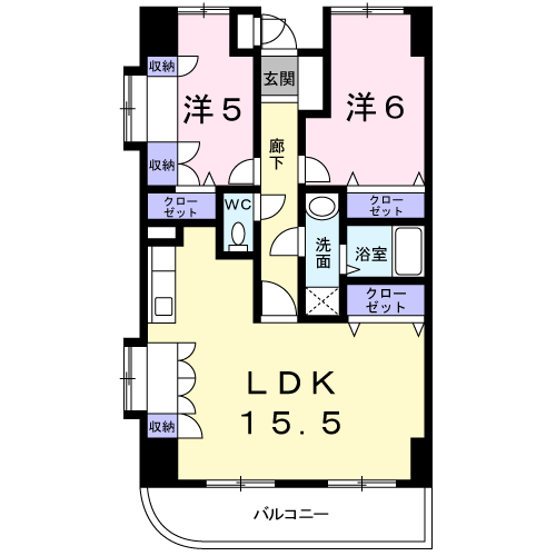 シャン・ド・フルール(2LDK/3階)の間取り写真