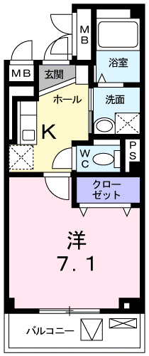 オリエンス(1K/3階)の間取り写真