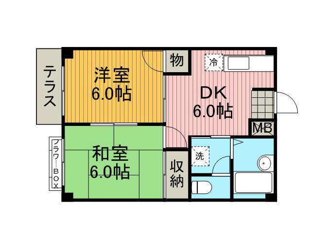 エルディムエナリ(2DK/1階)の間取り写真