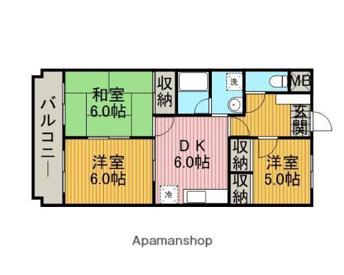 メゾンアゼリア(3DK/2階)の間取り写真
