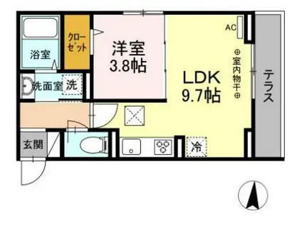 アビタシオン中央林間(1LDK/1階)の間取り写真