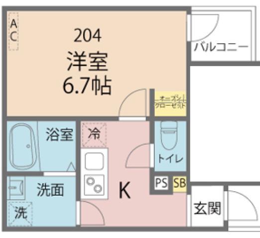 JMAISON矢部2(1K/2階)の間取り写真