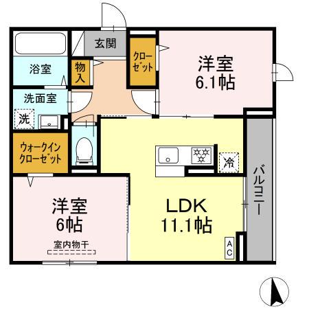 ヴィルフレア深見台(2LDK/3階)の間取り写真