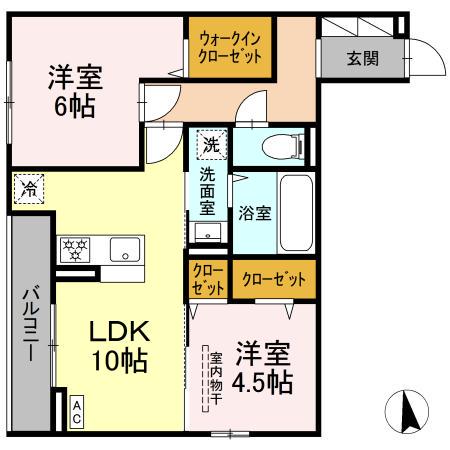 ヴィルフレア深見台(2LDK/2階)の間取り写真