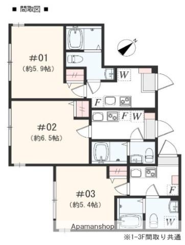 アザーレ・パッシオ矢部B(1K/2階)の間取り写真