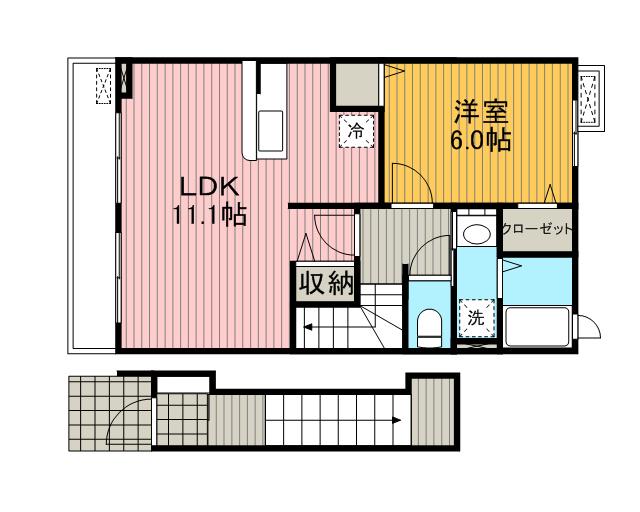 カーサ・プラシード(1LDK/2階)の間取り写真