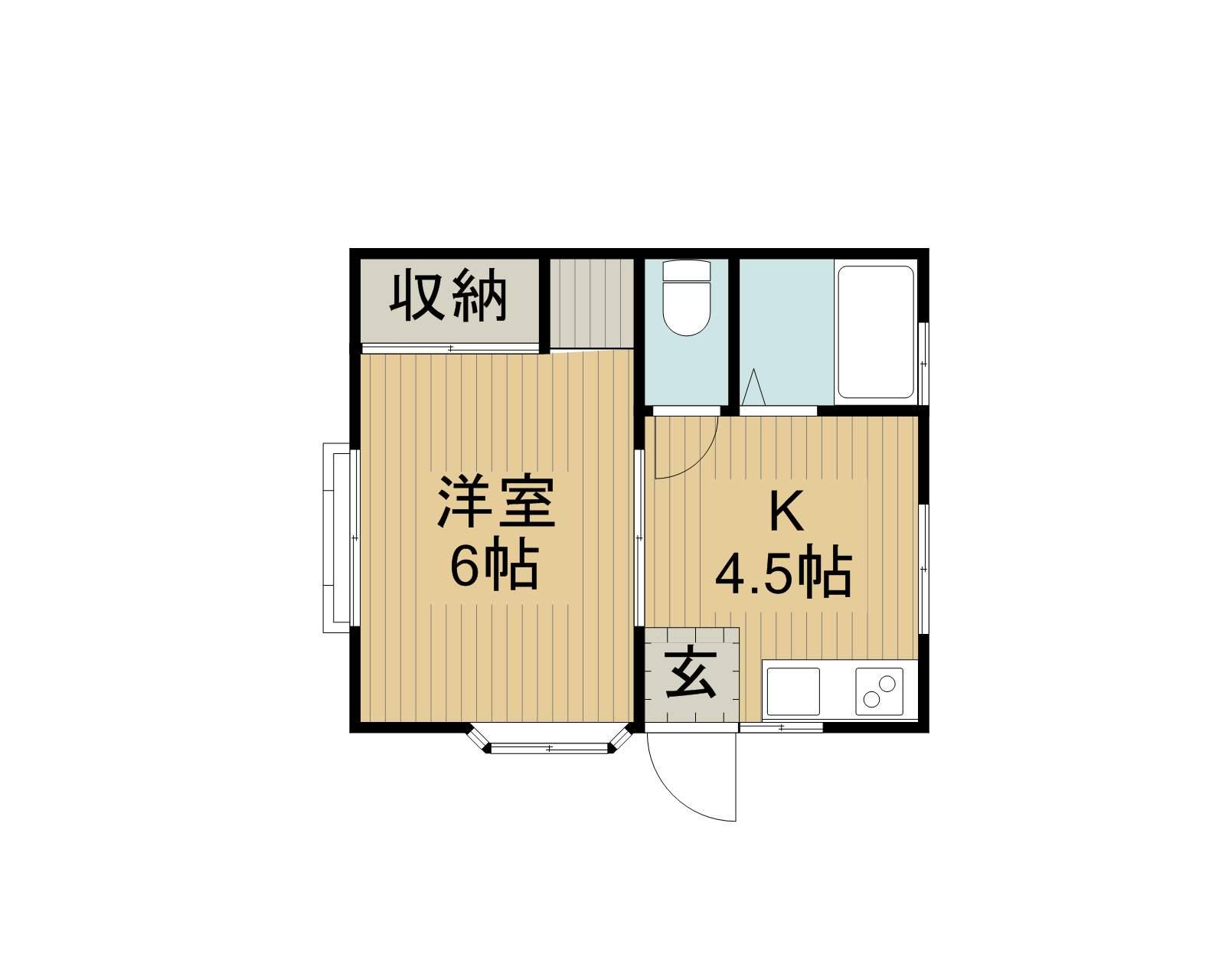 アパート美里(1DK/1階)の間取り写真