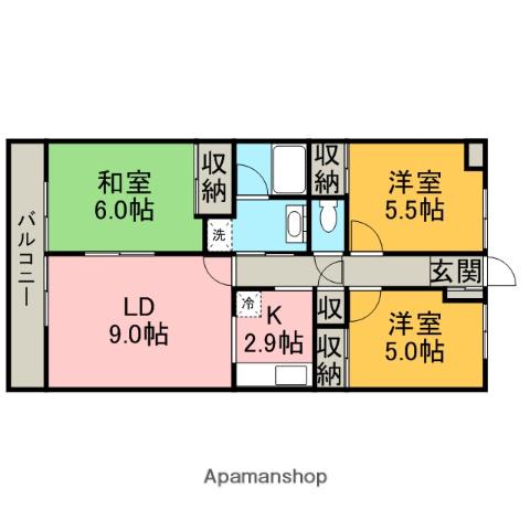 グレンツェント・ハイム相模大野(3LDK/4階)の間取り写真