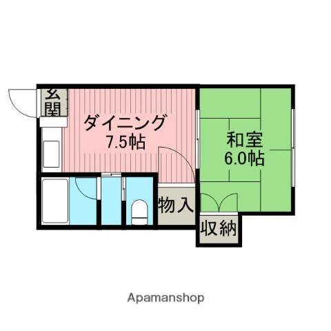 ひかりハイツ(1DK/2階)の間取り写真