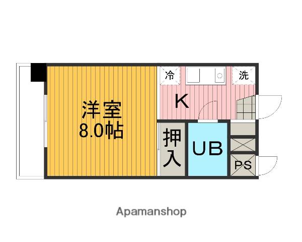 シェラメール(1K/4階)の間取り写真