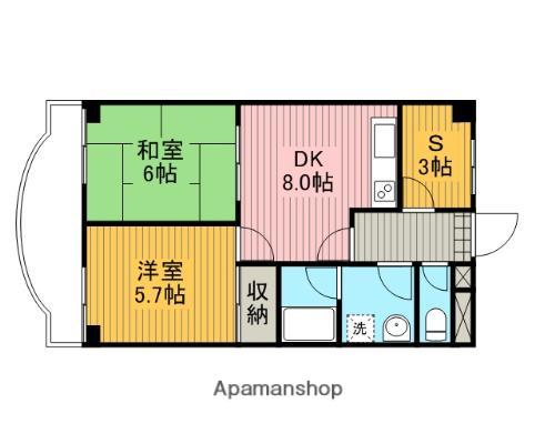 ドミール橋本(2SDK/4階)の間取り写真