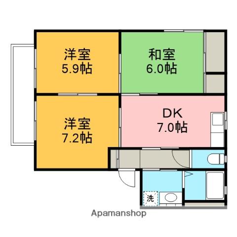 フロム21A(3DK/1階)の間取り写真