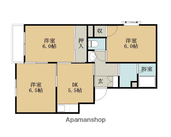 栄光マンション(3DK/3階)の間取り写真