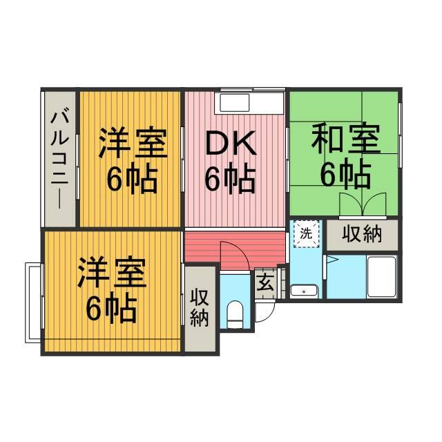 ライフコア橋本(3DK/2階)の間取り写真