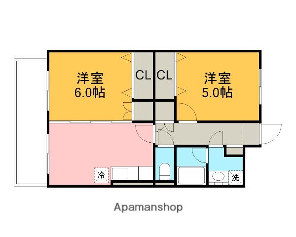 レーヴサンティール(2LDK/2階)の間取り写真