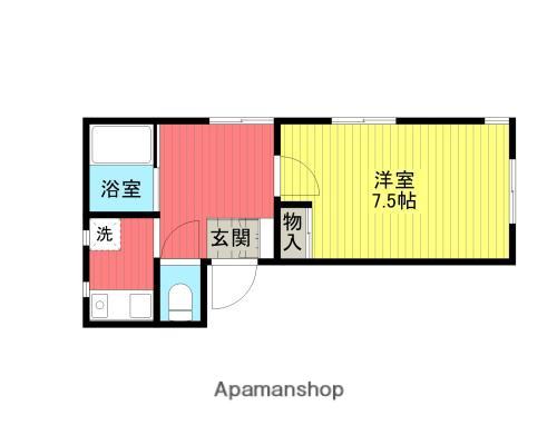 さがみビル(1DK/2階)の間取り写真