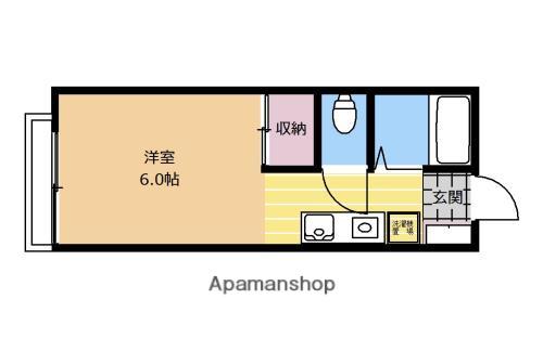 カーサ宮崎Ⅱ(1K/2階)の間取り写真