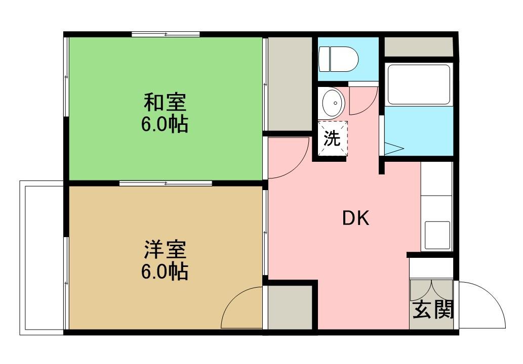 アピアK(2DK/2階)の間取り写真