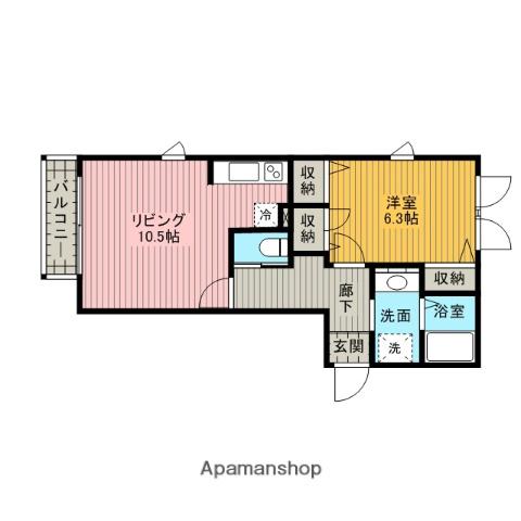 グローラタミヤB棟(1LDK/1階)の間取り写真