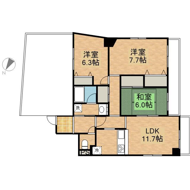 龍生堂橋本ビル(3LDK/6階)の間取り写真