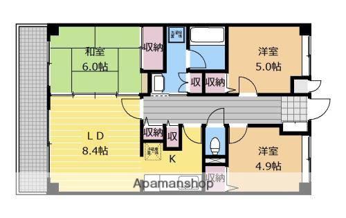 グランメール弐番館(3LDK/5階)の間取り写真