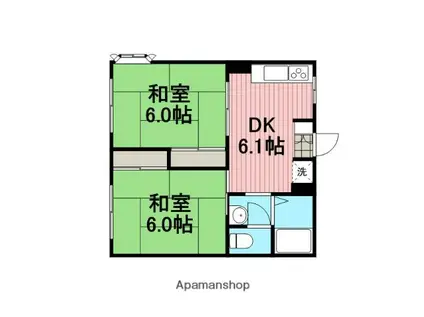 ハイツフジ(2DK/2階)の間取り写真