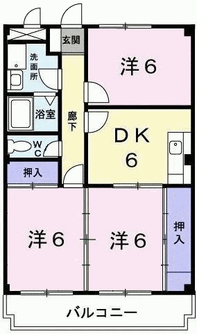 メルセラージュ(3DK/3階)の間取り写真