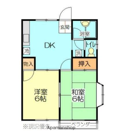 第2コーポオオヌキ(2DK/2階)の間取り写真
