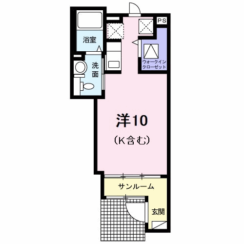 メゾンドラプティットゥフォレ(ワンルーム/1階)の間取り写真