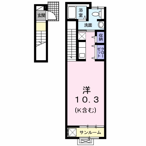 ベル 京王堀之内(ワンルーム/2階)の間取り写真