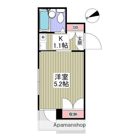 コパーズアプト清新Ⅴ(1K/3階)の間取り写真