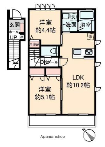 プレジールⅡ(2LDK/2階)の間取り写真