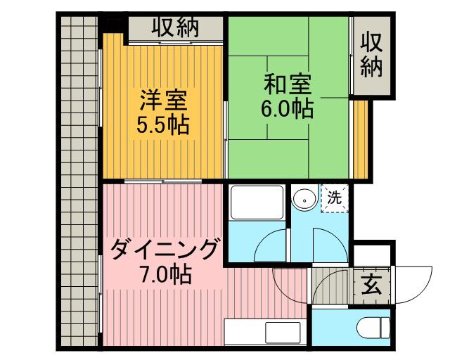 第3八弘ビル(2DK/2階)の間取り写真