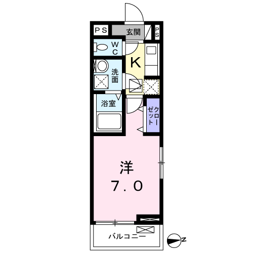 小田急電鉄江ノ島線 桜ケ丘駅 徒歩5分 2階建 築3年(1K/1階)の間取り写真