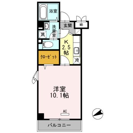 ラ・プランタン(1K/1階)の間取り写真