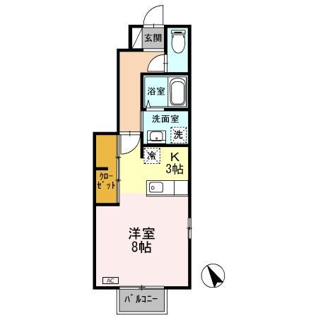 シーゲート八王子(1K/1階)の間取り写真