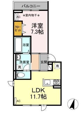 D-ROOM・K(1LDK/2階)の間取り写真