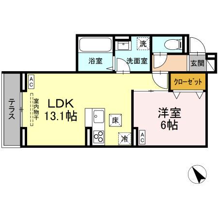 D-ROOM松木B(1LDK/1階)の間取り写真