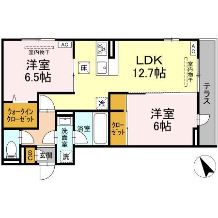 セントラーレ(2LDK/1階)の間取り写真