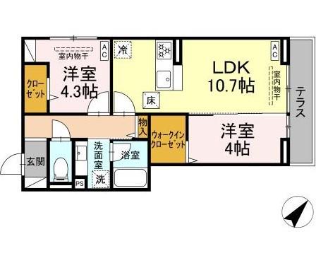 コルトレイク(2LDK/2階)の間取り写真