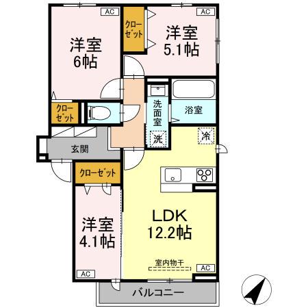 D-ROOM N(3LDK/2階)の間取り写真