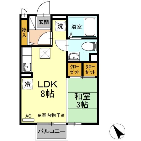 みそのハウス(1LDK/2階)の間取り写真