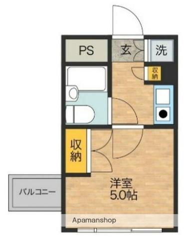 パークハウス南大沢(1K/2階)の間取り写真