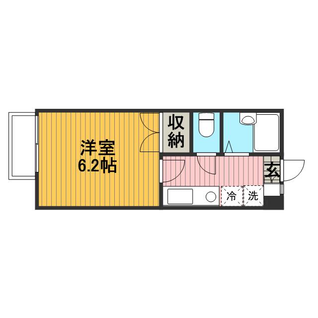 エスポワール相模大野(1K/1階)の間取り写真
