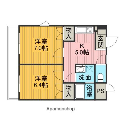 プリムローズハウス(2K/8階)の間取り写真