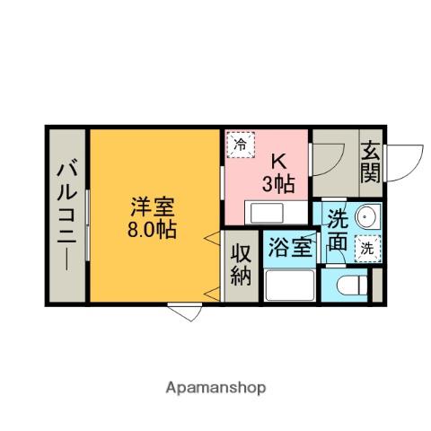 ラヴィール(1K/4階)の間取り写真