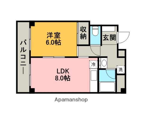 相模大野片山ビル(1LDK/6階)の間取り写真